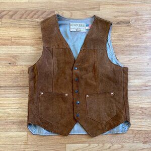 Vintage 1980's Schott Rancher NYC Suede Vest Mediun